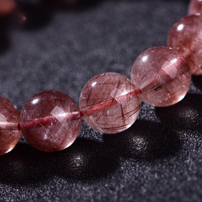 Beibeifu Crystal Natural Red Rabbit Hair Ball Bracelet Bean Paste Red Rabbit Hair Crystal Hair Crystal Bracelet Wholesale
