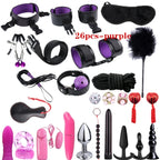 14pcs New Leather Bundle Set Adult Sex Toy SM Set Sexy Handcuffs, Feet Cuffs, Eye Mask Storage Bag, Couple Game Accessories