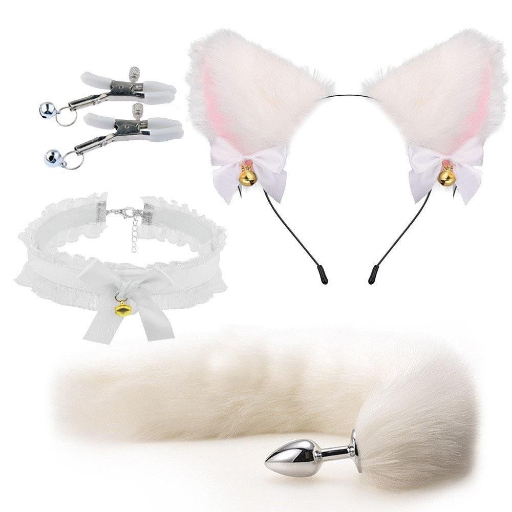 Fun Mask Ear Hairpin Posterior Anal Plug Women's Supplies sm Metal Fun suit Fox Tail Four-Piece Set