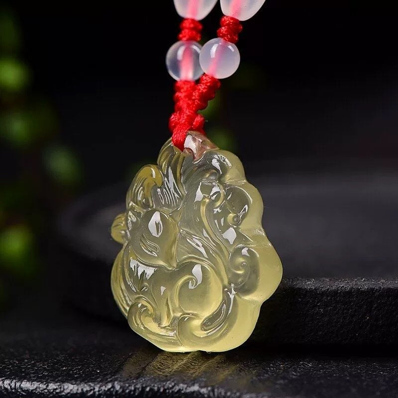 Natural citrine nine-tail Fox necklace men's and women's light luxury simple Fox pendant jewelry