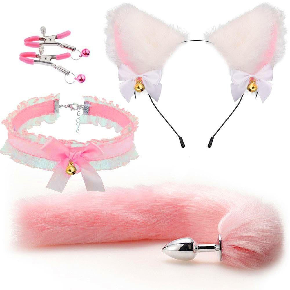 Fun Mask Ear Hairpin Posterior Anal Plug Women's Supplies sm Metal Fun suit Fox Tail Four-Piece Set