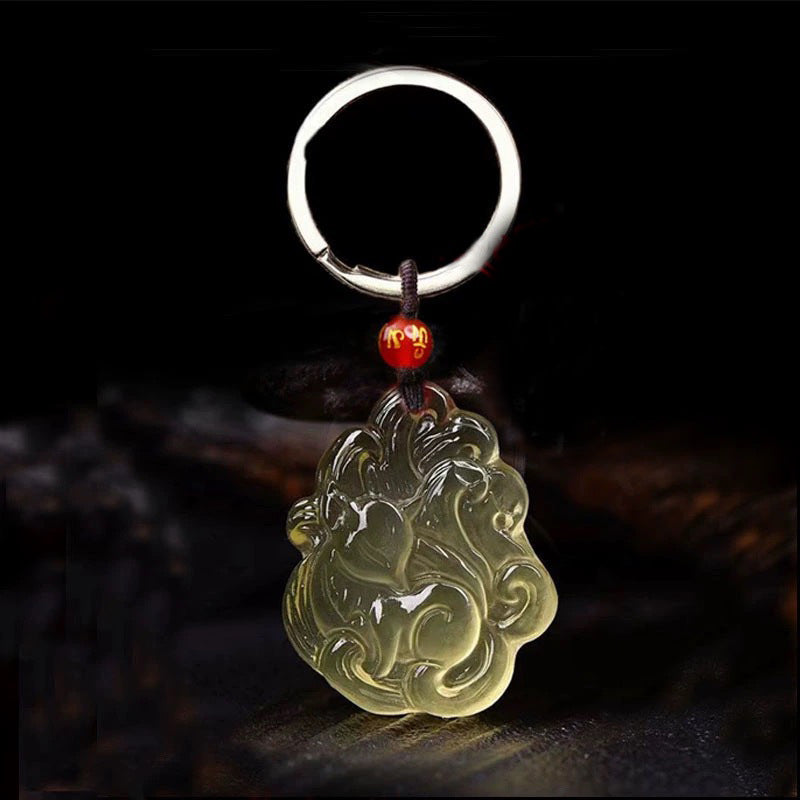 Natural citrine nine-tail Fox necklace men's and women's light luxury simple Fox pendant jewelry
