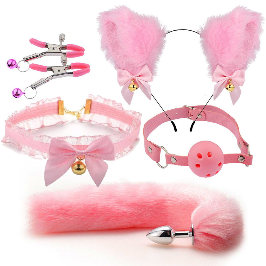 Fun Mask Ear Hairpin Posterior Anal Plug Women's Supplies sm Metal Fun suit Fox Tail Four-Piece Set