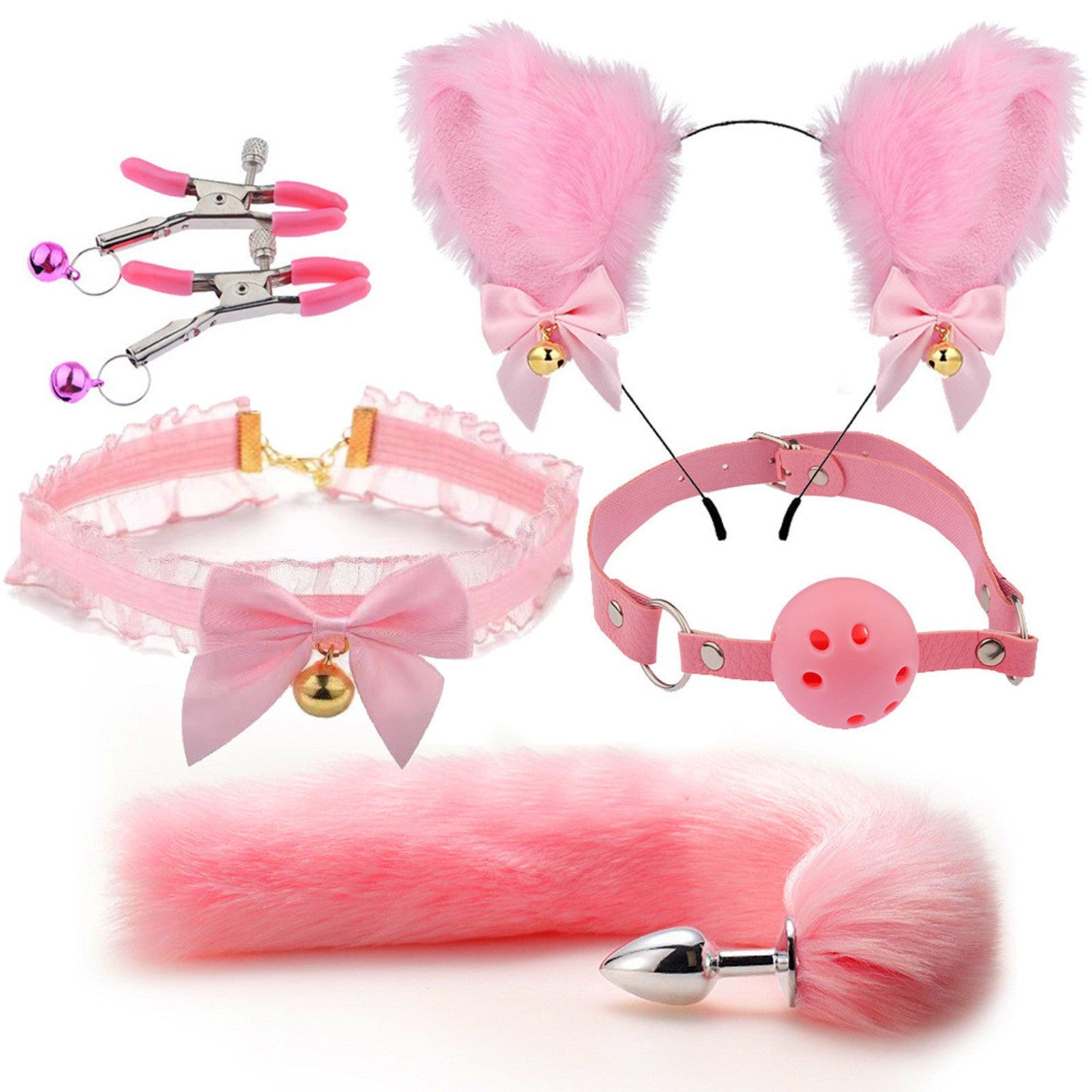 Fun Mask Ear Hairpin Posterior Anal Plug Women's Supplies sm Metal Fun suit Fox Tail Four-Piece Set