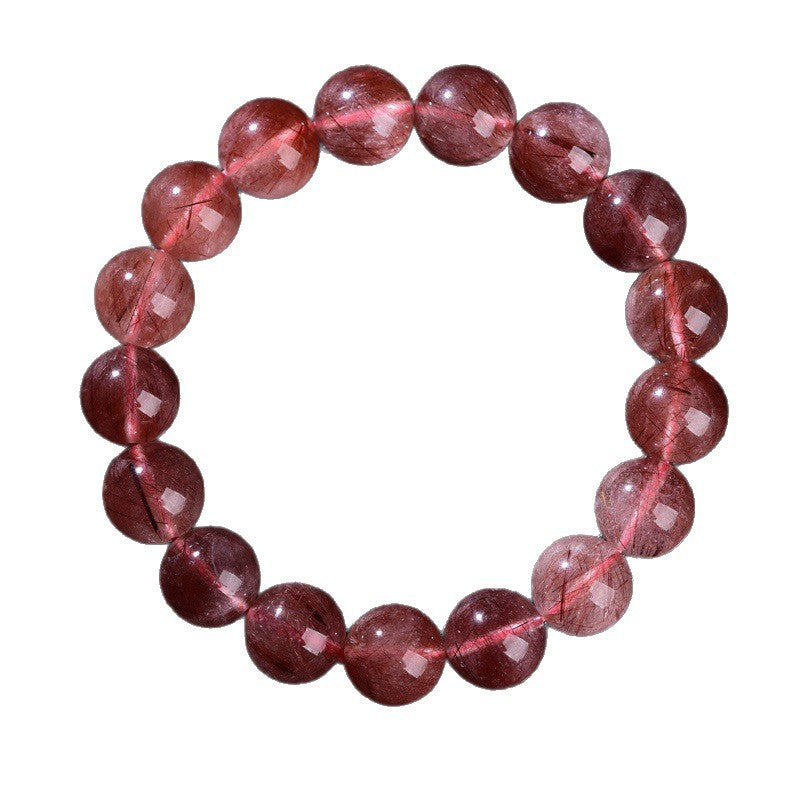 Beibeifu Crystal Natural Red Rabbit Hair Ball Bracelet Bean Paste Red Rabbit Hair Crystal Hair Crystal Bracelet Wholesale