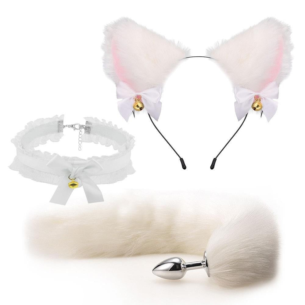 Fun Mask Ear Hairpin Posterior Anal Plug Women's Supplies sm Metal Fun suit Fox Tail Four-Piece Set