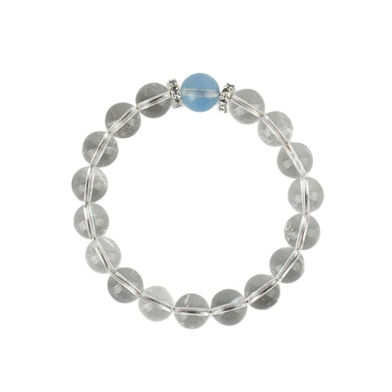 Wholesale natural white crystal aquamarine bracelet fresh classic round beads ladies bracelet network hot jewelry customization