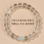 Wholesale natural white crystal aquamarine bracelet fresh classic round beads ladies bracelet network hot jewelry customization