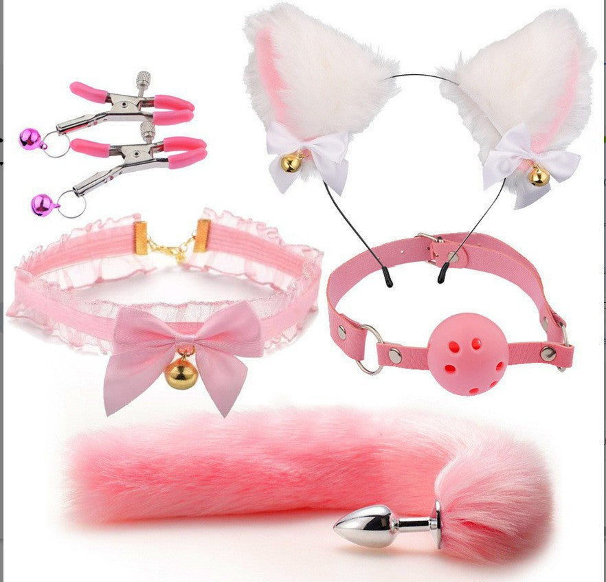 Fun Mask Ear Hairpin Posterior Anal Plug Women's Supplies sm Metal Fun suit Fox Tail Four-Piece Set