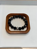 Natural Silver Obsidian Obsidian Six-Character Mantra Bracelet Couple Bracelet Jewelry Gift for Boyfriend Fashionable and Versatile