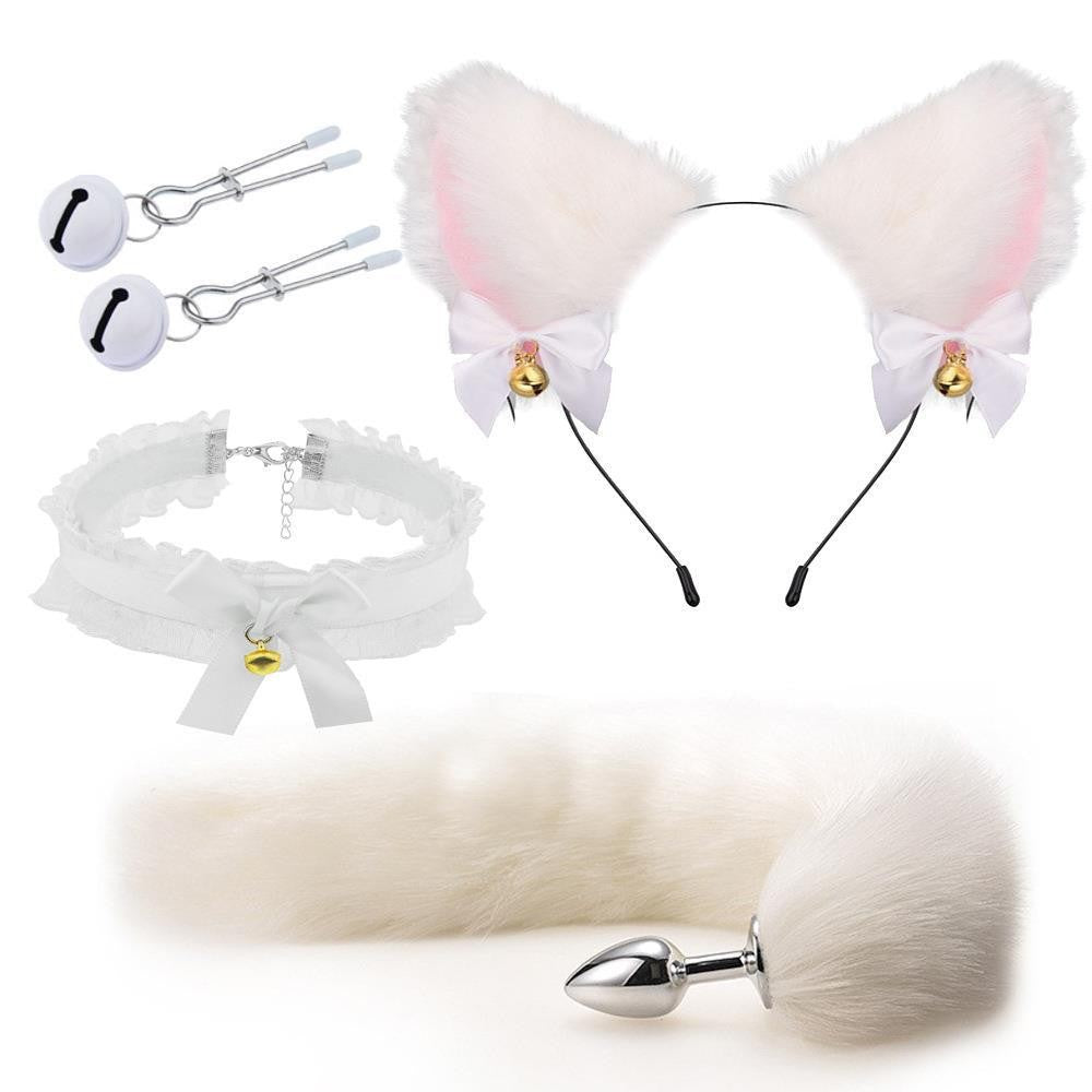 Fun Mask Ear Hairpin Posterior Anal Plug Women's Supplies sm Metal Fun suit Fox Tail Four-Piece Set