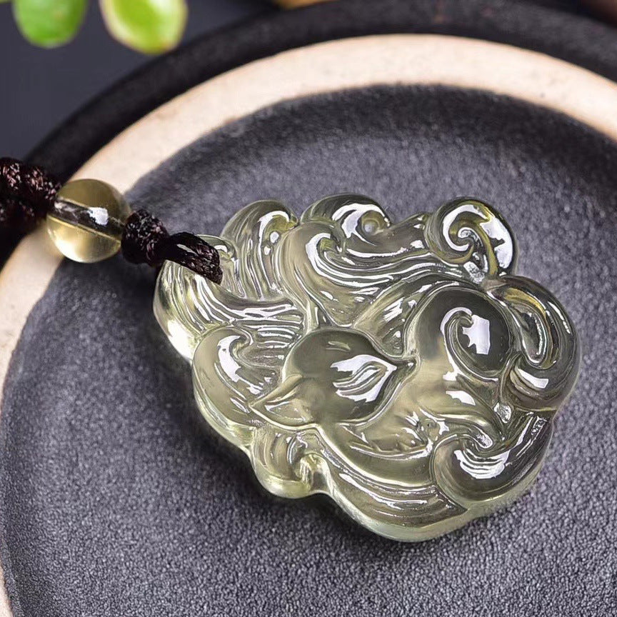Natural citrine nine-tail Fox necklace men's and women's light luxury simple Fox pendant jewelry