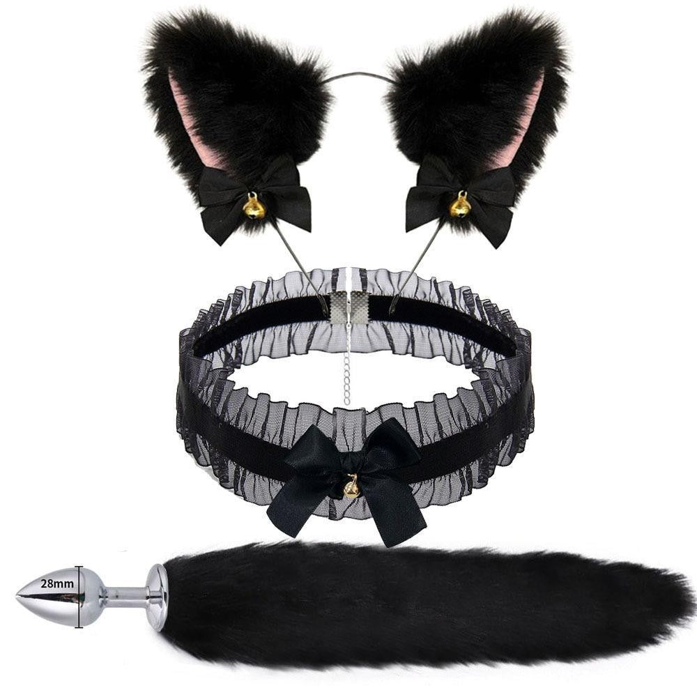 Fun Mask Ear Hairpin Posterior Anal Plug Women's Supplies sm Metal Fun suit Fox Tail Four-Piece Set