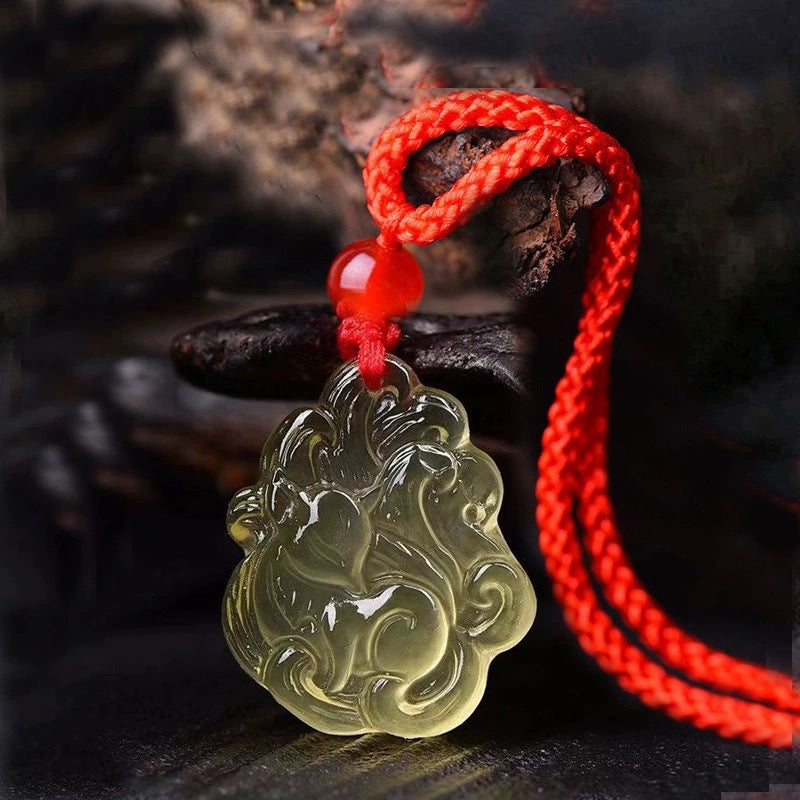 Natural citrine nine-tail Fox necklace men's and women's light luxury simple Fox pendant jewelry