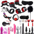 14pcs New Leather Bundle Set Adult Sex Toy SM Set Sexy Handcuffs, Feet Cuffs, Eye Mask Storage Bag, Couple Game Accessories