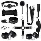 14pcs New Leather Bundle Set Adult Sex Toy SM Set Sexy Handcuffs, Feet Cuffs, Eye Mask Storage Bag, Couple Game Accessories