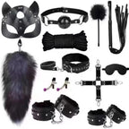 14pcs New Leather Bundle Set Adult Sex Toy SM Set Sexy Handcuffs, Feet Cuffs, Eye Mask Storage Bag, Couple Game Accessories