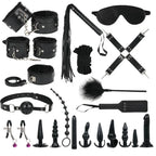 14pcs New Leather Bundle Set Adult Sex Toy SM Set Sexy Handcuffs, Feet Cuffs, Eye Mask Storage Bag, Couple Game Accessories