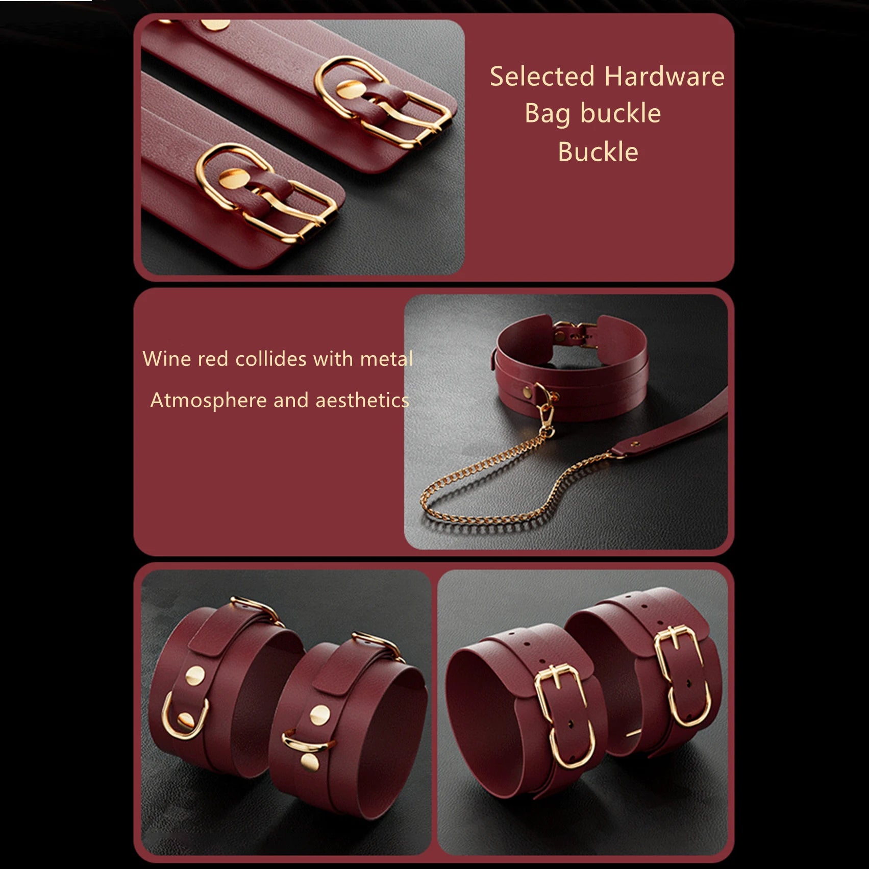 14pcs New Leather Bundle Set Adult Sex Toy SM Set Sexy Handcuffs, Feet Cuffs, Eye Mask Storage Bag, Couple Game Accessories