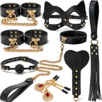 14pcs New Leather Bundle Set Adult Sex Toy SM Set Sexy Handcuffs, Feet Cuffs, Eye Mask Storage Bag, Couple Game Accessories