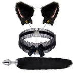 Cute Fox Tail Anal Plug Bow-Knot Soft Cat Ears Headbands Collar Erotic Cosplay  SM Sex Toys for Female Male