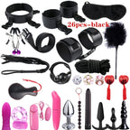 14pcs New Leather Bundle Set Adult Sex Toy SM Set Sexy Handcuffs, Feet Cuffs, Eye Mask Storage Bag, Couple Game Accessories