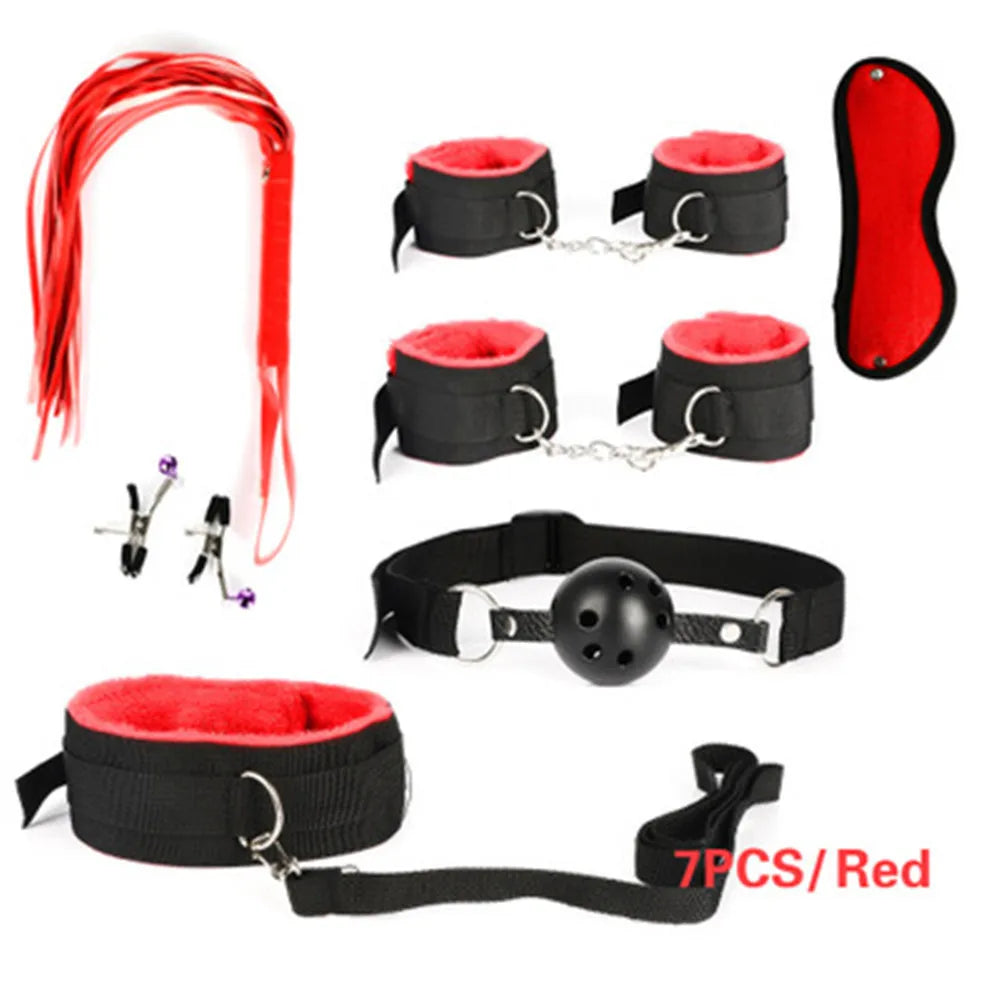 14pcs New Leather Bundle Set Adult Sex Toy SM Set Sexy Handcuffs, Feet Cuffs, Eye Mask Storage Bag, Couple Game Accessories