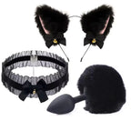 Cute Fox Tail Anal Plug Bow-Knot Soft Cat Ears Headbands Collar Erotic Cosplay  SM Sex Toys for Female Male