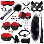 14pcs New Leather Bundle Set Adult Sex Toy SM Set Sexy Handcuffs, Feet Cuffs, Eye Mask Storage Bag, Couple Game Accessories