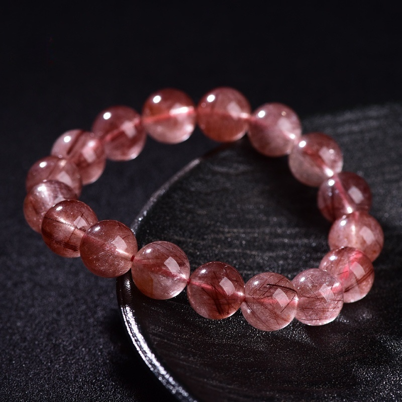 Beibeifu Crystal Natural Red Rabbit Hair Ball Bracelet Bean Paste Red Rabbit Hair Crystal Hair Crystal Bracelet Wholesale