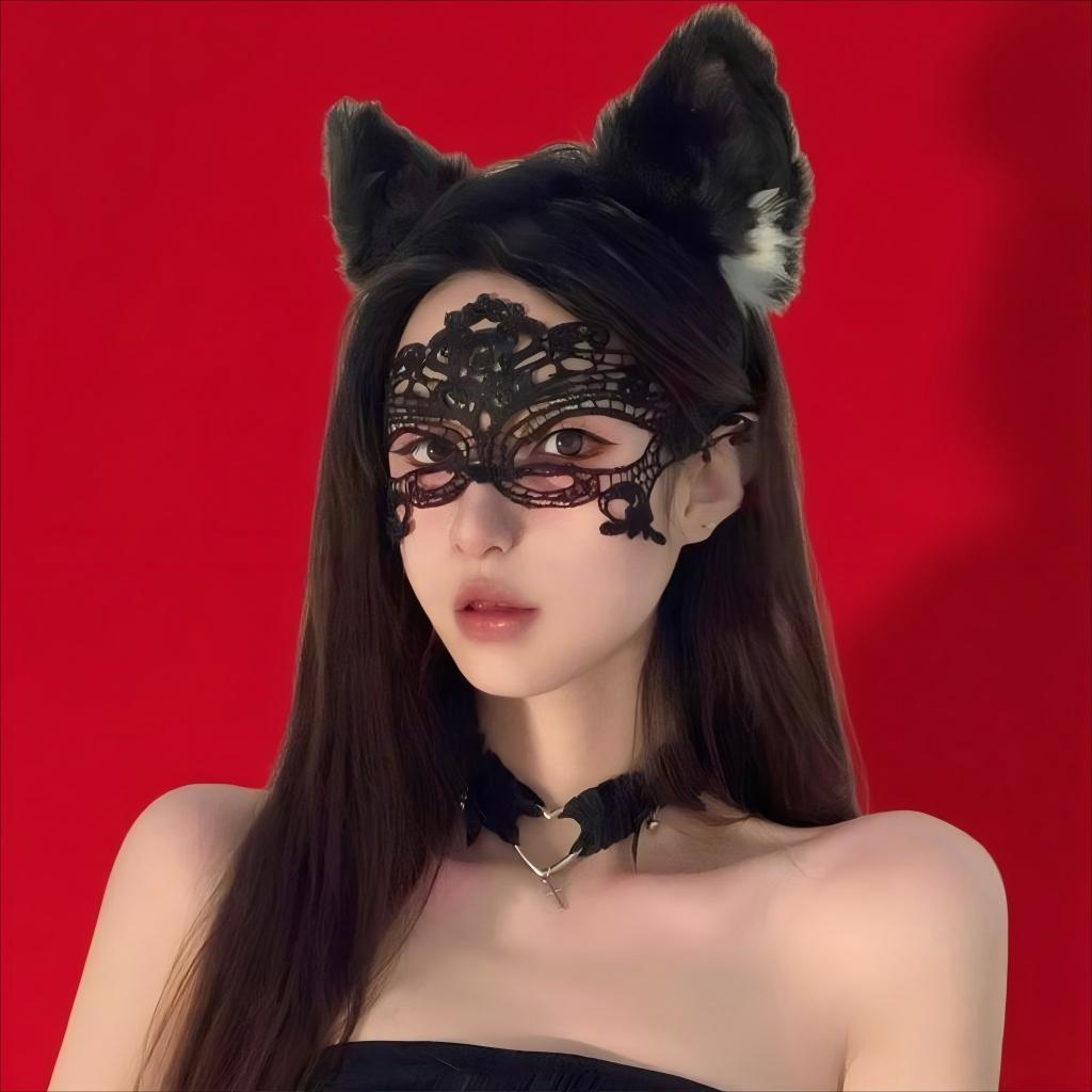 【2E】 Seductive Cat Ear Lace Eye Mask